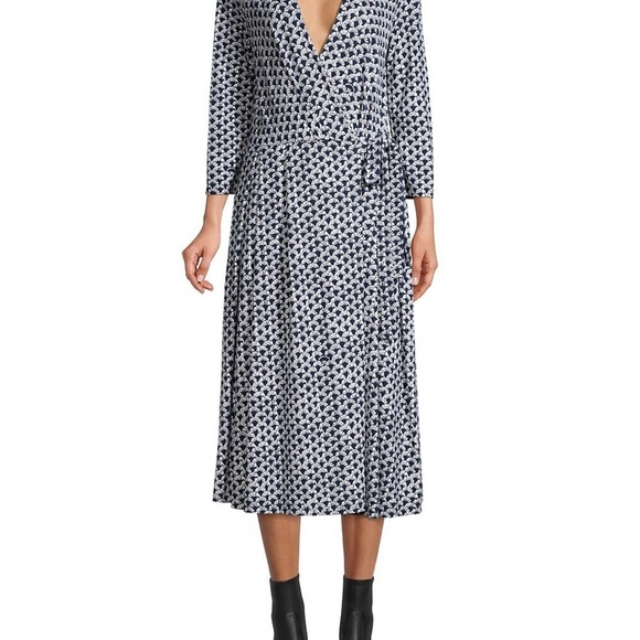 Weekend Max Mara - Ramo Wrap Dress - Print - Navy Blue and White - New/No Tags - Picture 7 of 9
